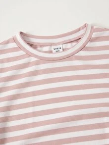 SHEIN 女童休閒舒適修身長袖T恤與舒適鬆緊腰寬腿寬鬆長褲2件套 - 粉色 - 查看 6