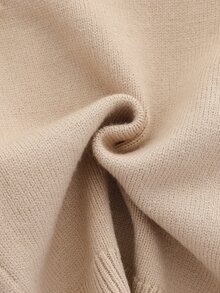 SHEIN 女嬰 2 件套毛衣套裝，圓領套頭上衣搭配手工刺繡蜜蜂設計，工藝精湛，精緻 + 針織寬腿褲，舒適柔軟，黃色蜜蜂，甜美休閒優雅淑女風，極簡日常穿著，適合秋冬旅行出遊派對戶外 - 駝色 - 查看 3