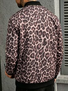 Manfinity CasualCool 男士立領拉鍊豹紋休閒時尚夾克 - 彩色 - 查看 4