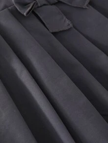 SHEIN 青少年女孩開學休閒學院風可愛灰色鬆緊腰百褶裙，適合秋季與萬聖節 - 灰色 - 查看 5
