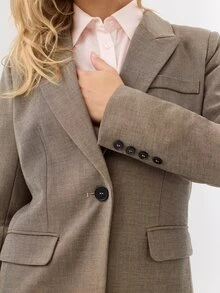 KÆRIA Hus Single-Breasted Blazer - Cross-Dye Suiting - Taupe - Matching Suit Set, Workwear, Classic, Tailored - Grey - View 6