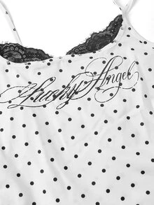 ROMWE Women's Y2K Sexy 2 In 1 Lace Patchwork Tank Top - Black and White - View 2