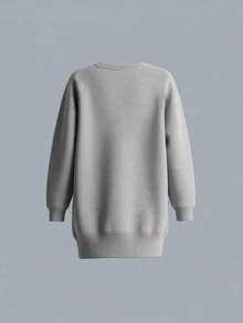 Trelyra Women's Solid Color Round Neck Dropped Shoulder Long Sleeve Casual Sweatshirt Dress - Grey - View 2