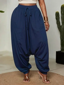 Maweii Celana Panjang Wanita Ukuran Plus Motif Tupai Terbang Garis-Garis Gradien Pelangi, Saku Serut, Patchwork Kepala Singa, Celana Kasual Manset, Pakaian Liburan Streetwear Musim Semi/Panas Gaya Y2K - Navy Blue - View 6
