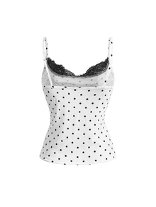 ROMWE Women's Y2K Sexy 2 In 1 Lace Patchwork Tank Top - Black and White - View 3
