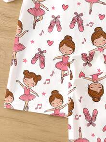 Tween Girl 1pc Cartoon Graphic Tee & 1pc Pants Sleep Pajamas Set - Multicolor - View 8