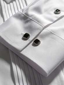 DAZY Halloween Men's Solid Color Casual Elegant Versatile Daily Wear Long Sleeve Shirt Formal Wedding White - White - View 6