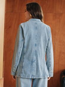 Anewsta Women's New Fashion Heavy Embroidery Luxurious Casual Comfortable Blue Jeans Jacket - Blue - View 6