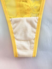 Nora Wilde 1 chiếc quần lót ren thời trang màu trơn size lớn cho nữ - Màu vàng - Xem 6