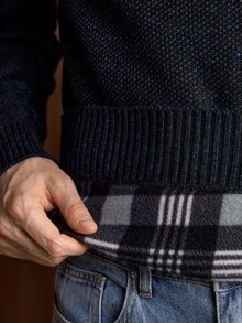 Manfinity CityGents 男士條紋長袖拉鍊半開襟休閒毛衣 黃色 - 藏蓝色 - 查看 7