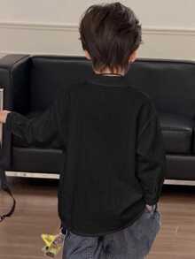 Dazy Kids 男童（大童）寬鬆休閒長袖基本款上衣，秋季 - 黑色 - 查看 5