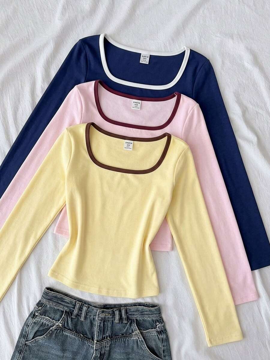3PCS Tween Girls T-Shirts - White - View 1