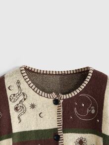 ROMWE Hippie Plus Size Women's All-Over Print Casual Daily Cardigan Renaissance Festival&Renaissance Faire - Multicolor - View 4