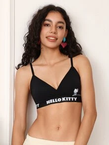 Chillnights HELLO KITTY AND FRIENDS | SHEIN 1pc Women's Wireless Bra - Black - View 1