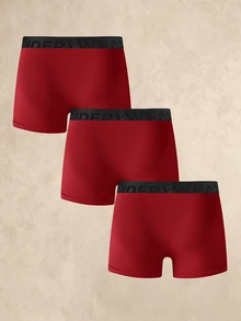 SHEIN 3PCS Boxer Briefs (Soft & Comfortable) - Burgundy - View 2
