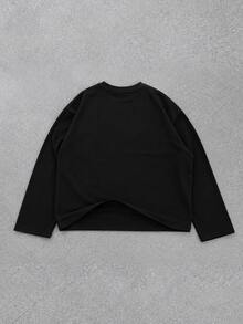 ROMWE MEN Street Life Anime Character Print Long Sleeve T-Shirt - Black - View 2