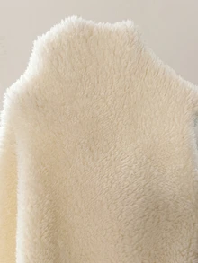 Snug Reverie Girl Style Contrast Color Trim Plush Long Robe Women Autumn/Winter Home Wear - Beige - View 8