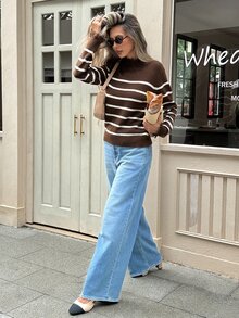 Serisse Sweater Pullover Renda Kontras Wanita, Musim Gugur/Musim Dingin Elegan Formal Mewah Bisnis Chic Dasar Natal Kembali ke Sekolah Festival Pesta Tahun Baru - MultiWarna - View 5
