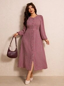 Elaquor Vestidos Talla Grande Otoño - Rojo - Ver 5