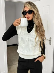 Elyressa Fall Clothes FOR WomenWomen Sweater Vests - White - View 4