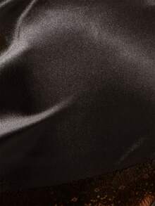MUSERA Eyelash Lace Trim Satin Scoop Front Strappy Tie Hem Mini Dress Sexy Evening Halloween Going Out Fall Winter Autumn Solitude - Black - View 6