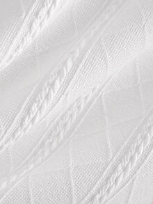 Core Aspect 男士白色提花針織 Polo 衫，標準版型對比領刺繡短袖 Polo 衫，學院風商務休閒日常辦公上衣 - 白色 - 查看 5