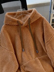 GlowEve 25款秋冬新款高端小眾毛絨保暖內裡連帽衛衣 - 橘色 - 查看 5