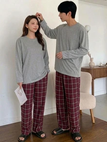 DAZY 春夏灰色男士居家休閒套裝 T恤 - 灰色 - 查看 1