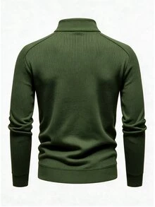 Manfinity Homme Men's Solid Color High Neck Fashion Casual Comfortable Sweater - Army Green - View 2
