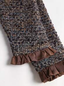 Elamini Women's Colorblock Casual Versatile Daily Wear Wool Blend Jacket - Coffee Brown - View 8