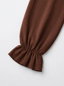 SHEIN 女款編織休閒度假風秋季洋裝 - 咖啡棕 - 查看 4
