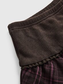 Sweetness Women's Autumn/Winter Brown Plaid Ruffle Hem Skirt - Multicolor - View 3