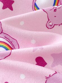 SHEIN X Care Bears 女嬰卡通熊長袖前開拉鍊連身衣 - 粉色 - 查看 7