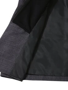 Manfinity Mode Men's Old Money Grey And Black Colorblock Hooded 2 In 1 Suit Jacket, Casual Textured Two-Button Loose Fit Versatile Commuter Blazer, - Dark Grey - View 4