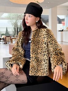 K-Vae Women's Autumn/Winter Leopard Print Long Sleeve Fashion Versatile Jacket - Multicolor - View 6