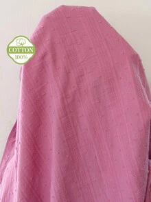 Snug Reverie طقم بيجامة نسائي من القطن 100% باللون الوردي العميق، مفتوح من الأمام بأكمام طويلة، ملابس منزلية رومانسية منعشة بنقشة جاكار وحافة مكشكشة - وردي - مشاهدة 7