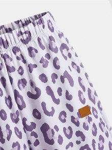 SHEIN Kids Young Girls T-Shirt Co-Ords - Purple - View 3