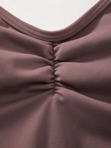 SHEIN Core Rhythm جمبسوت رياضي بحمالات رفيعة للنساء، موضة كاجوال إبداعية وشخصية - وردي صدئ - مشاهدة 4