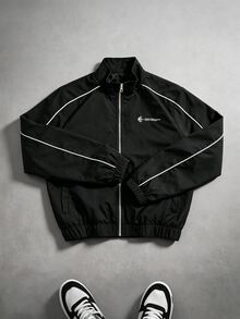 Manfinity EMRG Men's Stand Collar Versatile Casual Zip-Up Jacket - Black - View 4