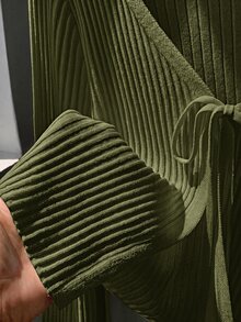 Comfortcana 軍綠色針織女款上衣，適合約會、度假、派對、日常外出、聚會、戶外活動 - 軍綠色 - 查看 8