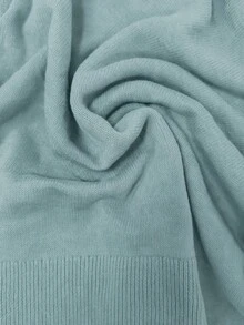 SHEIN Women's Crew Neck Long Sleeve Solid Color Sweater - Baby Blue - View 5