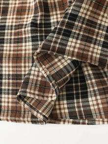 Tween Girl Tween Girls Long Sleeve Plaid Cinched Waist Bow Exaggerated Collar Long Dress Autumn/Winter - Khaki - View 8