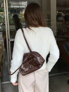 DAZY Women's Solid Color Casual Long Sleeve Cardigan, Autumn/Winter - White - View 2