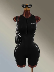 Amplova 女款黑色無縫背心連身褲 - 黑色 - 查看 1