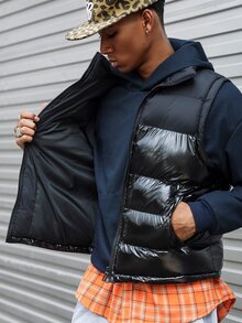 Major Grit Pavtors 男士無袖填充背心，禮物 - 黑色 - 查看 6