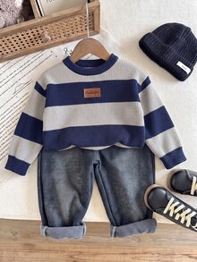 SHEIN LMoss Kids كنزات خريفية للأولاد الصغار - متعدد الألوان - مشاهدة 7