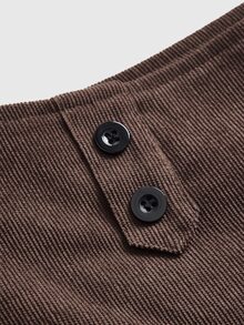 Sweetness Women's Autumn/Winter Corduroy Coffee Color Lace Trim Pleated Skirt - Mocha Brown - View 3