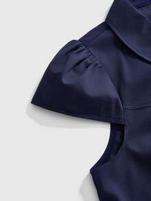 ROMWE Kawaii Vintage College Peter Pan Collar Cute Casual Versatile Loose Plus Size Shirt - Navy Blue - View 5