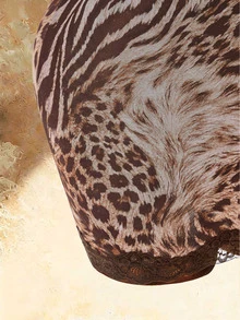 Amplova Gaun Mini Cami Motif Zebra dengan Renda Kontras Seksi untuk Wanita - Mocha Brown - View 6