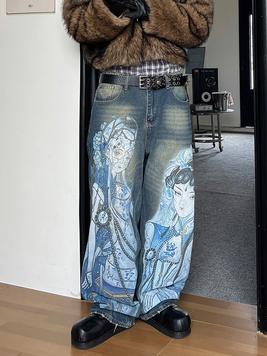STEELVANCE Men's Printed Pattern Denim Jeans - Dark Wash - View 1